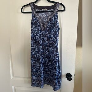 Magnolia Grace Blue Floral V Neck Sleeveless Dress. Size S